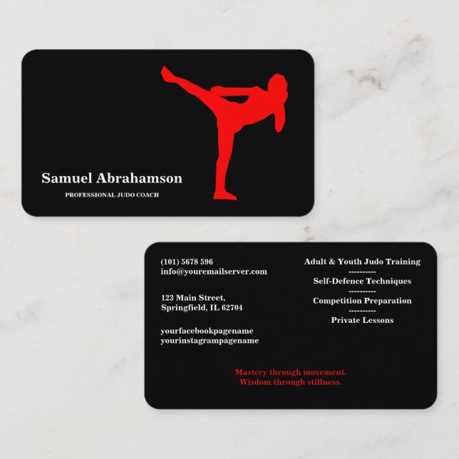 Personalized Judo instructor - Karte  Business Card (Front/Back)