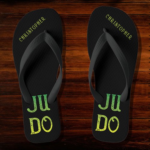 Personalized Judo Judoka Fade Black Flip Flops