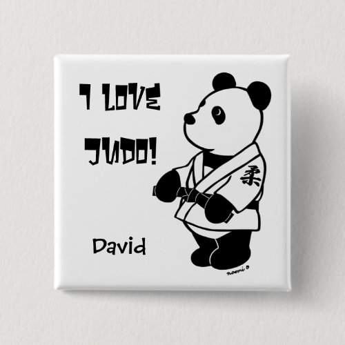 Personalized Judo Panda Cartoon Pinback Button