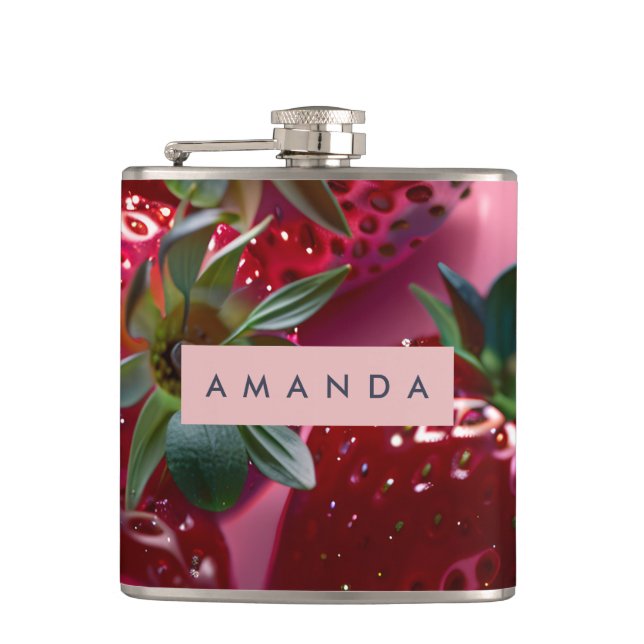 Personalized Juicy Strawberry Bliss Flask (Front)