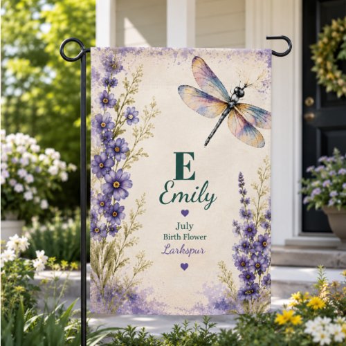 Personalized July Birth Flower Garden Flag
