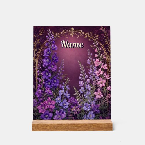 Personalized July Birth Flower Larkspur Acrylic Sign