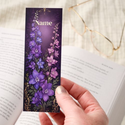 Personalized July Birth Flower Larkspur Bookmarks