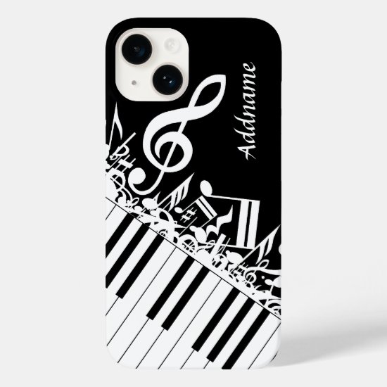 Personalized Jumbled Musical Notes and Piano Keys Case-Mate iPhone 14 Case