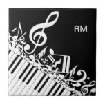Personalized Jumbled Musical Notes and Piano Keys Ceramic Tile<br><div class="desc">Perfect gift for the music lover with a design featuring jumbled musical notes and clef in black and white with piano keys. Easy to customize with your own text. Visit the store to see the collection of gifts and stationery featuring this musical design.</div>