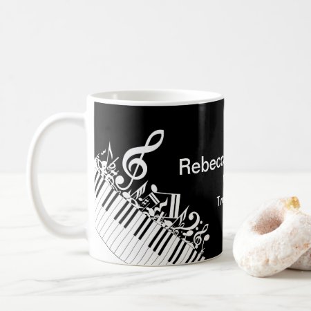 Personalized Jumbled Musical Notes And Piano Keys Coffee Mug