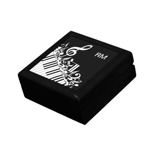 Personalized Jumbled Musical Notes and Piano Keys Jewelry Box