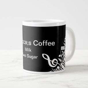 Personalized Jumbled Musical Notes and Piano Keys Large Coffee Mug