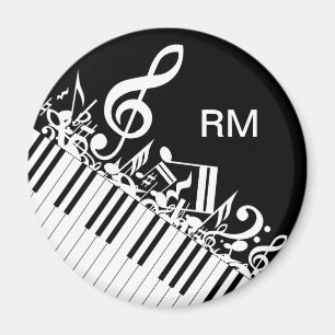 Personalized Jumbled Musical Notes and Piano Keys Magnet