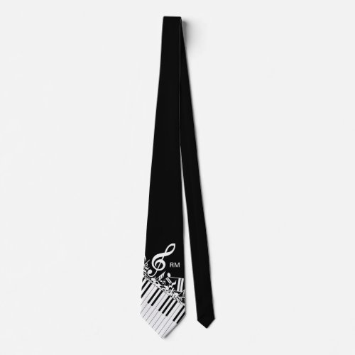 Personalized Jumbled Musical Notes and Piano Keys Tie