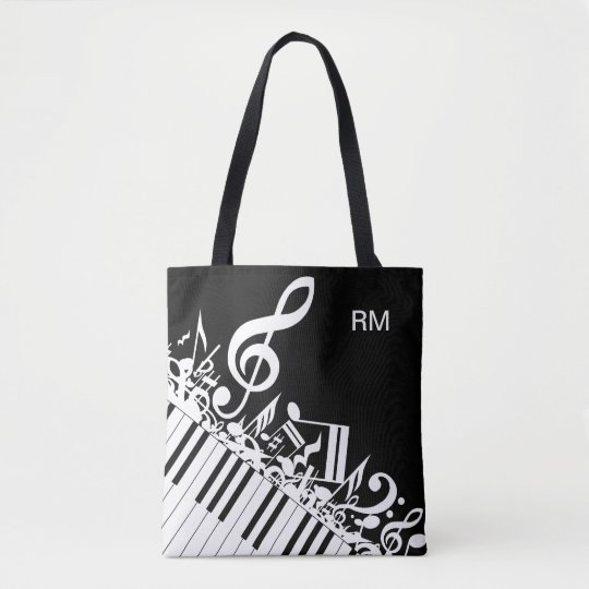 Personalized Jumbled Musical Notes and Piano Keys Tote Bag | www.bagssaleusa.com