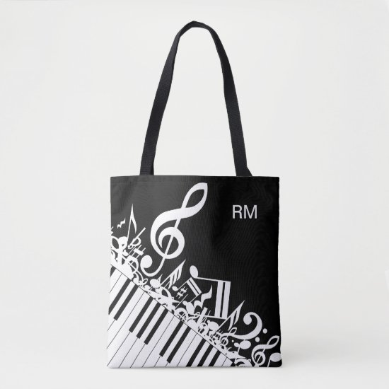 Black Vinyl Record Pattern Print Leather Tote Bag