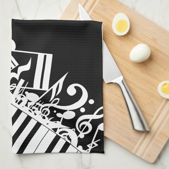 Personalized Jumbled Musical Notes and Piano Keys Towel (Quarter Fold)