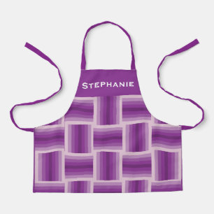 Personalized Jumbo Name, Purple Stripe Design Kids Apron