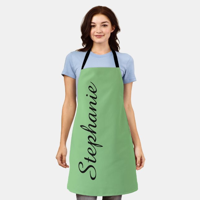 Personalized Jumbo Script Name Choose Your Color Apron (Worn)