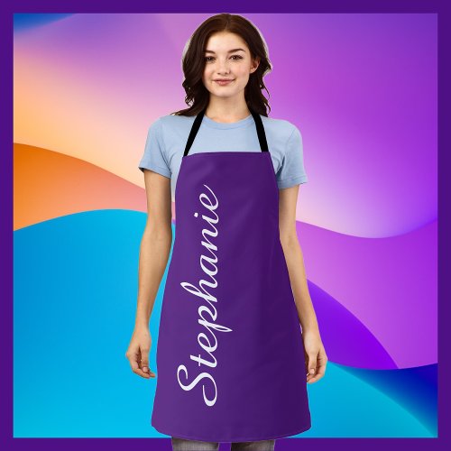 Personalized Jumbo Script Name Choose Your Color Apron