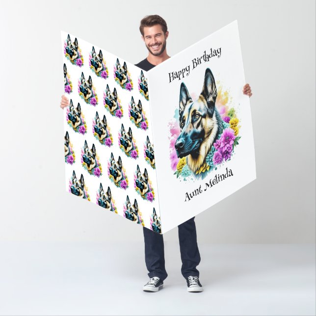 Personalized Jumbo-Sized German Shepherd Birthday Card (In Situ)