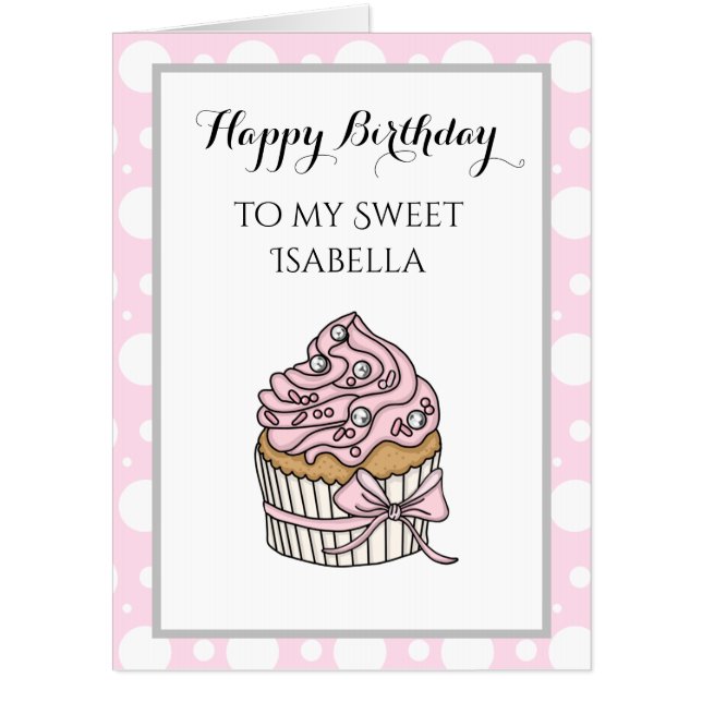 Personalized Jumbo-Sized Girl's Birthday Card (Front)