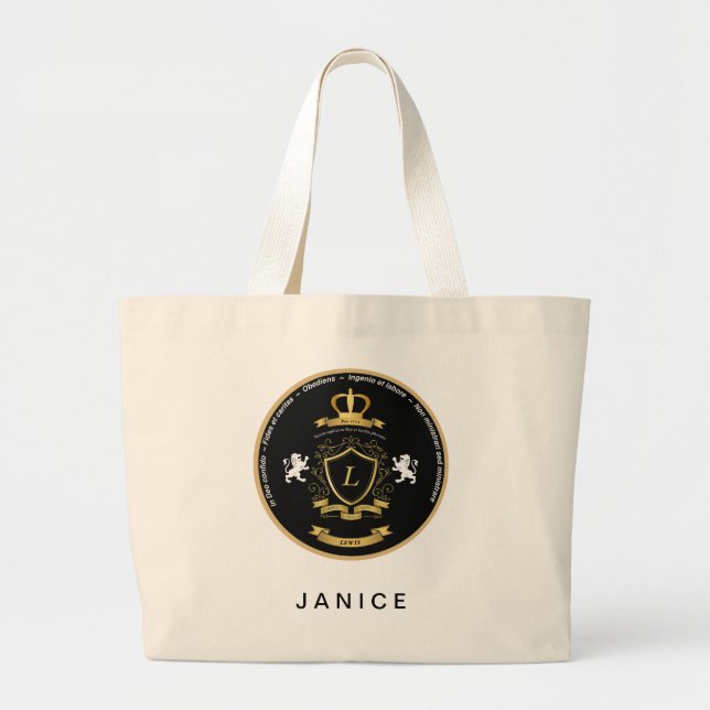 Personalized Jumbo Tote with crest (Front)