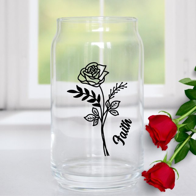 Personalized June Birth Month Flower Rose Can Glass (Creator Uploaded)