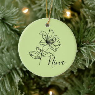 Personalized June Honeysuckle Birth Flower Gift  Ceramic Ornament