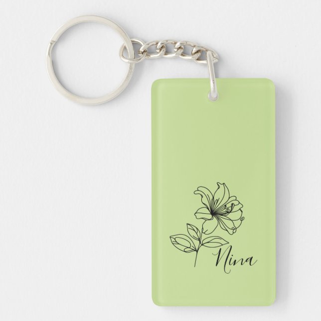 Personalized June Honeysuckle Birth Flower Gift  Keychain (Front)