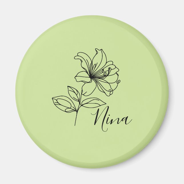 Personalized June Honeysuckle Birth Flower Gift  Magnet (Front)