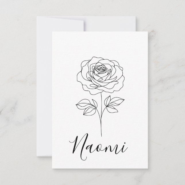  Personalized June Rose Birth Flower Gift for Her  Thank You Card (Front)