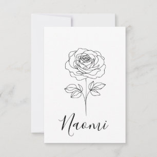 Personalized June Rose Birth Flower Gift for Her Thank You Card