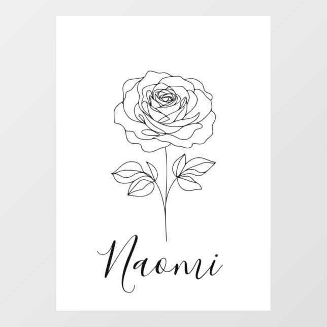  Personalized June Rose Birth Flower Gift for Her  Window Cling (Sheet)