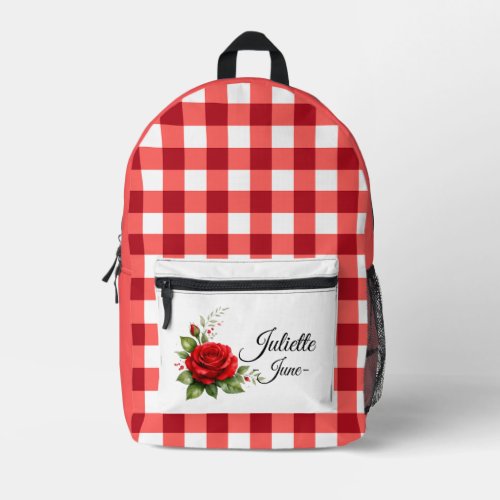 Personalized June Rose Gingham Backpack