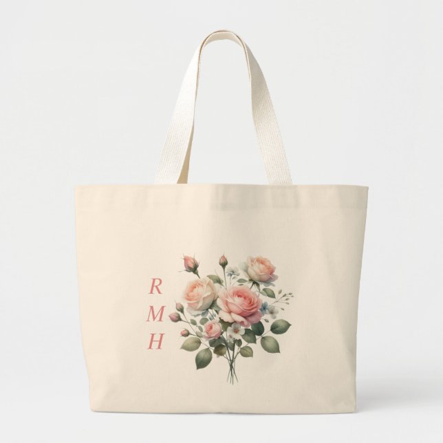 Personalized June Rose Tote Bag (Front)