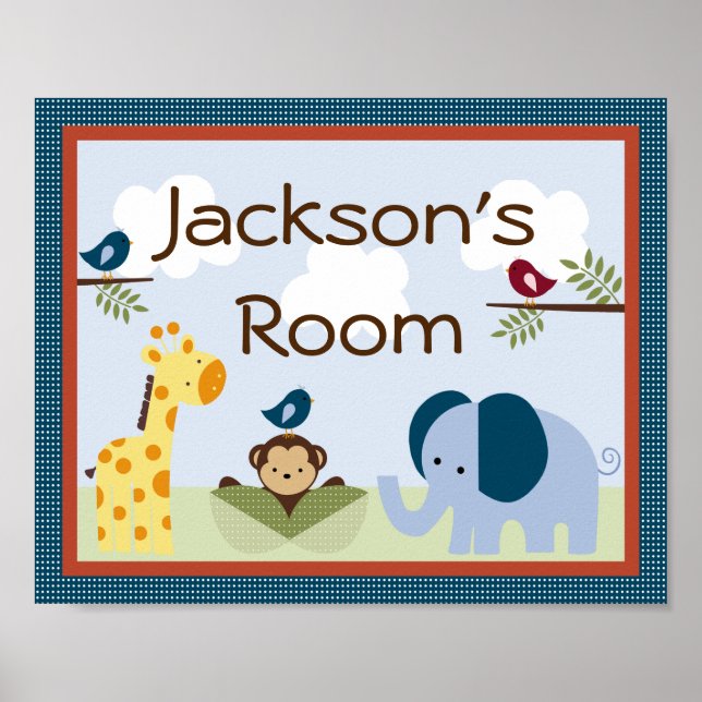 Personalized "Jungle 123 Animals" Poster Art (Front)