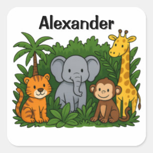 Personalized Jungle Animal Stickers  For kids