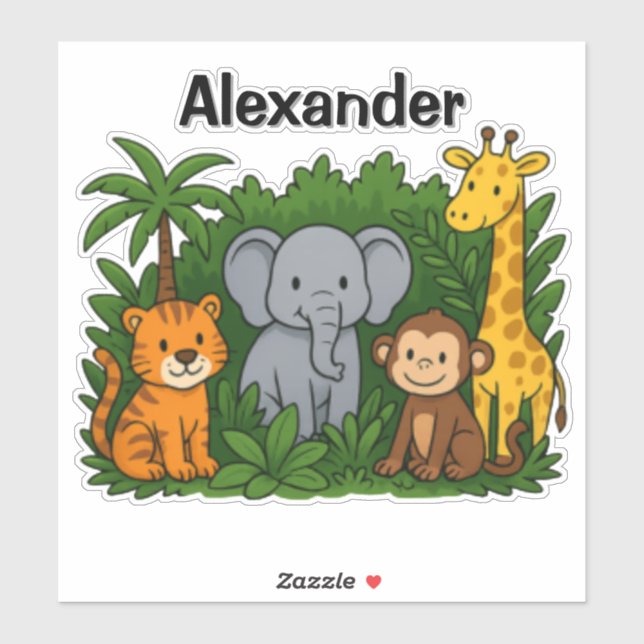 Personalized Jungle Animal Stickers – Fun & Wild  (Sheet)