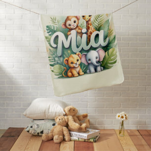 Personalized Jungle Animals Baby Blanket – Mia