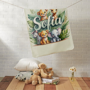 Personalized Jungle Animals Baby Blanket – Sofia