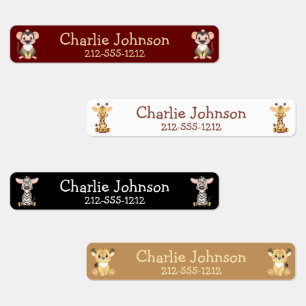 Personalized Jungle Animals Boys Name Kids' Labels