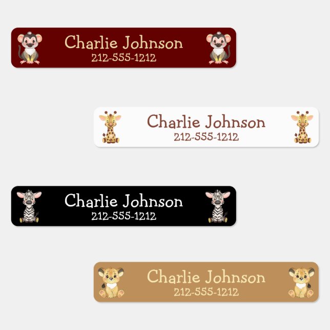 Personalized Jungle Animals Boys Name   Kids' Labels (Group)