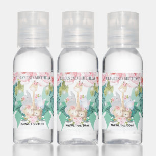 Personalized Jungle Animals Girl Birthday Hand Sanitizer