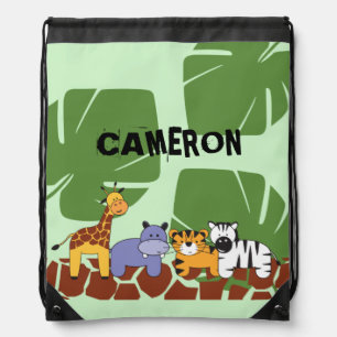 Personalized Jungle Animals Safari Party Drawstring Bag