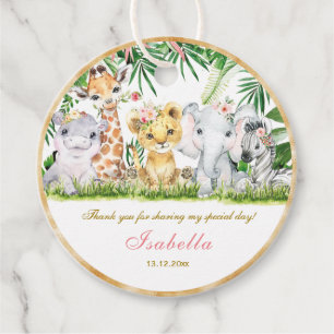 Personalized Jungle Baptism and First  Favor Tags