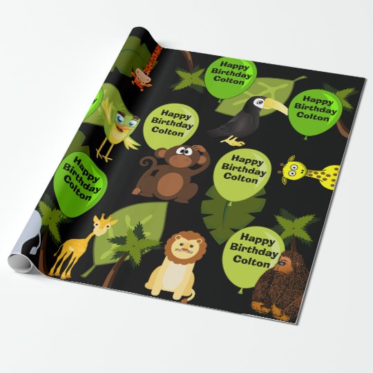 Personalized Jungle Birthday Wrapping Paper