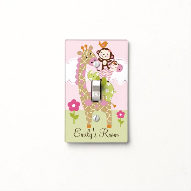 Personalized Jungle Girl Animal Stack Switch Plate (In Situ)