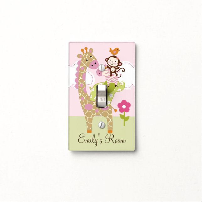 Personalized Jungle Girl Animal Stack Switch Plate (In Situ)