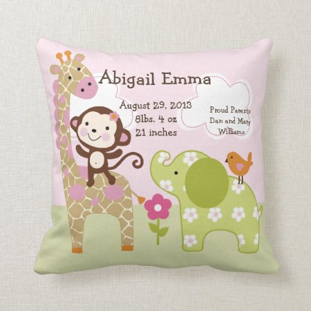 Personalized Jungle Girl Pillow Keepsake
