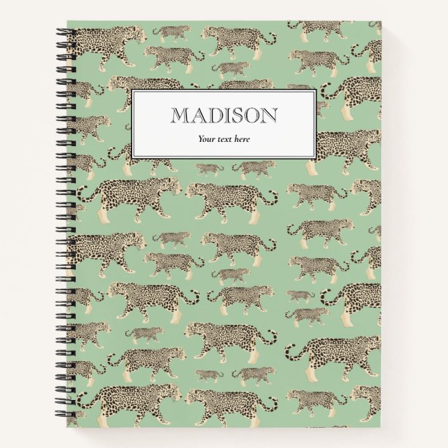 Personalized Jungle Jaguar Animal Pattern Notebook (Front)