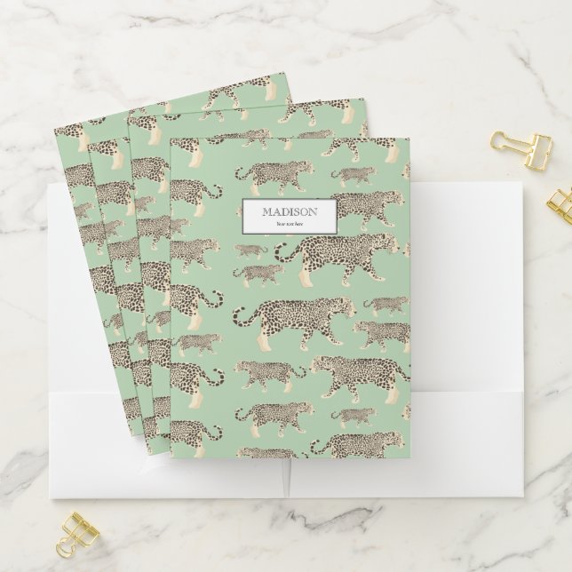 Personalized Jungle Jaguar Animal Pattern  Pocket Folder (In Situ)