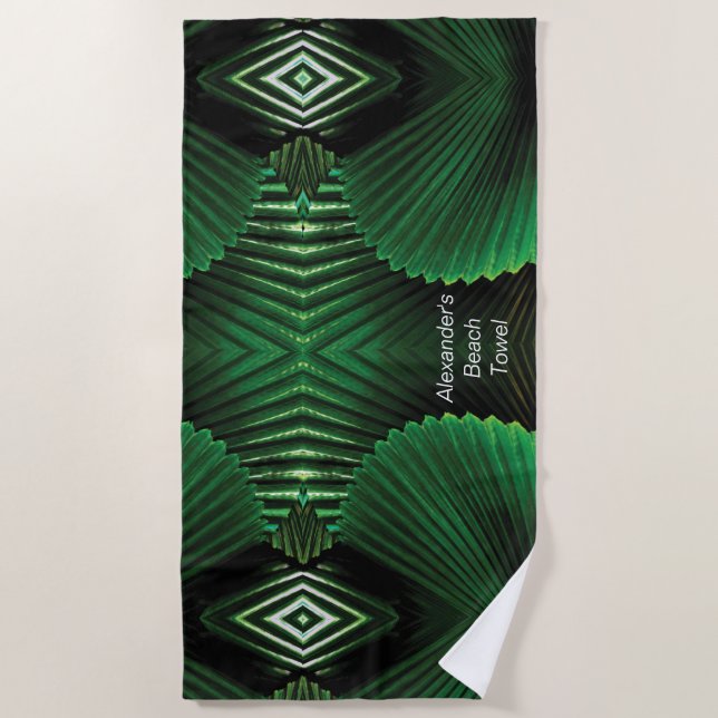 Personalized Jungle Leaf Design Beach Towel (Front)