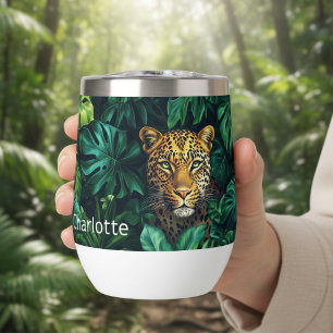 Personalized Jungle Leopard Name Gift Thermal Wine Tumbler